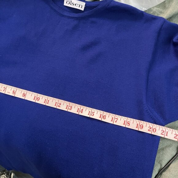 Vintage Olsen Wool Sweater Womens Royal Blue Knit EU 40 Made in Italy Career - Picture 7 of 9